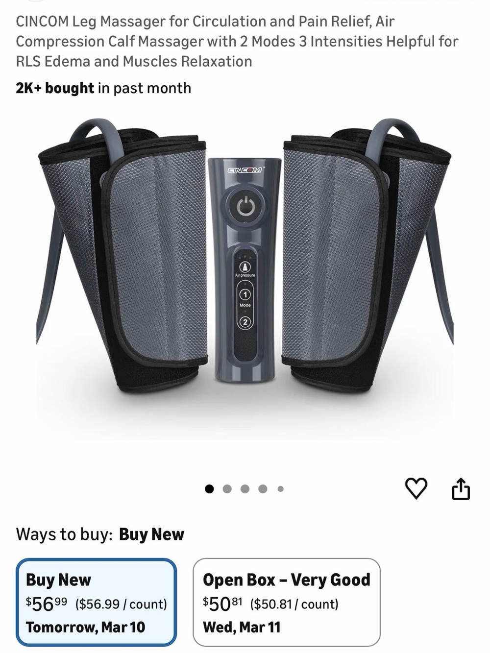 CINCOM Air Compression Calf Massager - Gray